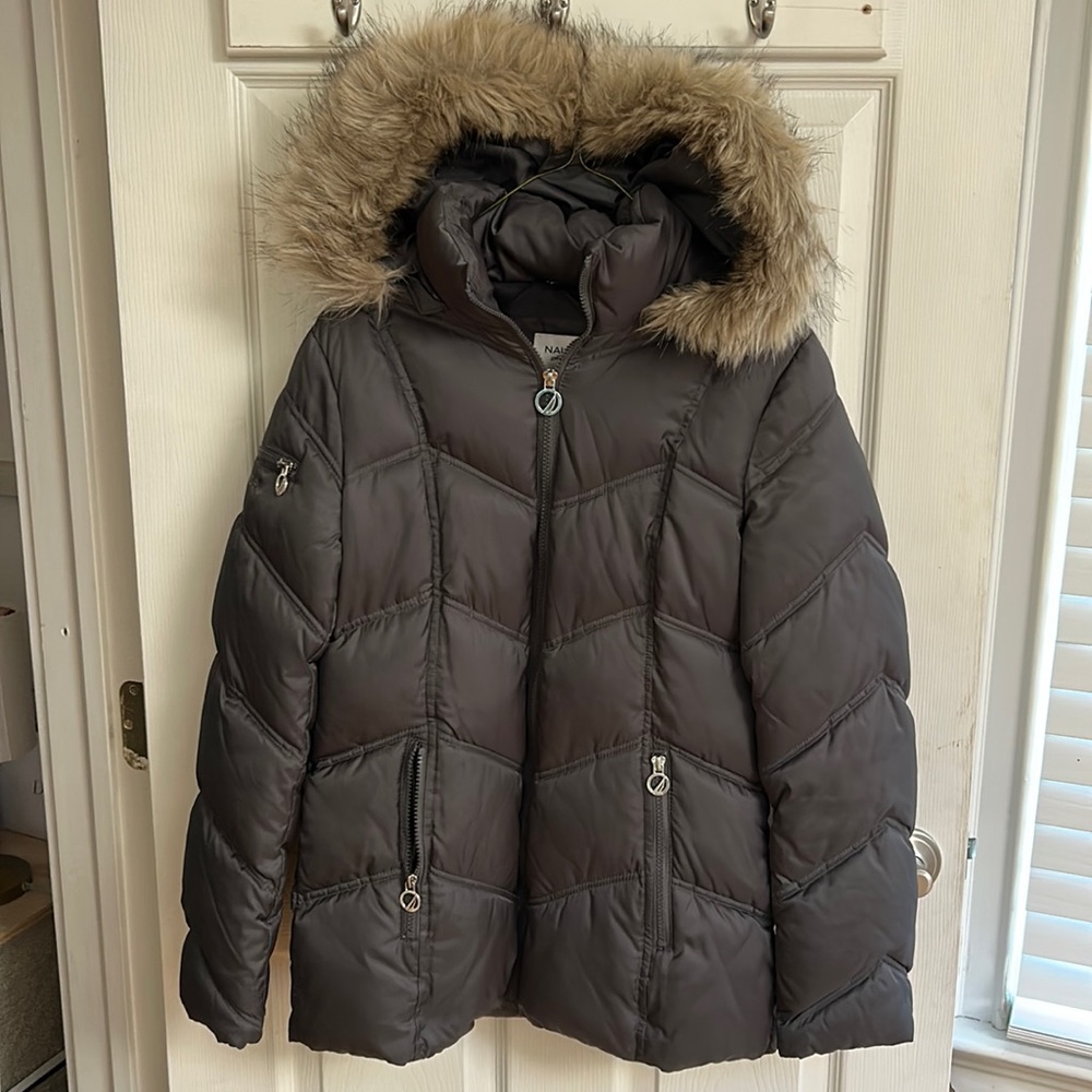 Nautica Puffer Coat Fur Hood